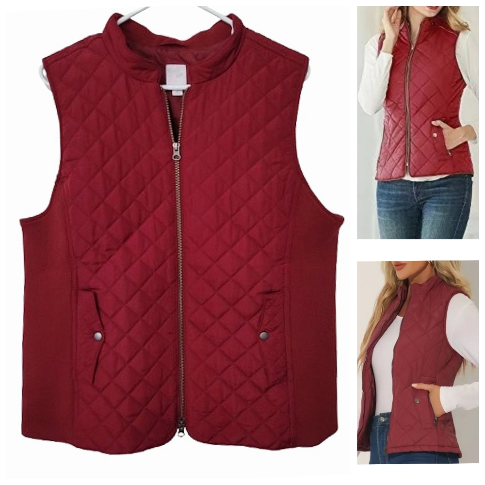 J Jill Cranberry Red Puffer Vest